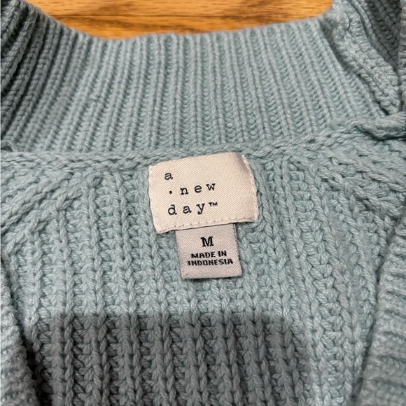 A New Day Aqua Blue Button Up Cardigan Sweater sz M - Picture 6 of 7